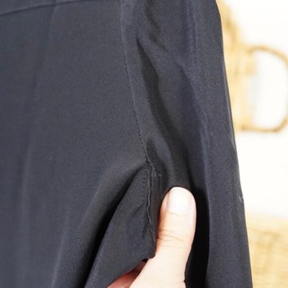 Sezane 100% silk Long Sleeve Collared Shirtdress Black Womens Size 38 - Picture 4 of 8